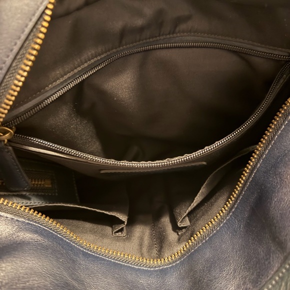 Coach Bleeker Bar Stripe Blue/Black/Tan/Teal Leather Computer Tote Unisex - Picture 5 of 15